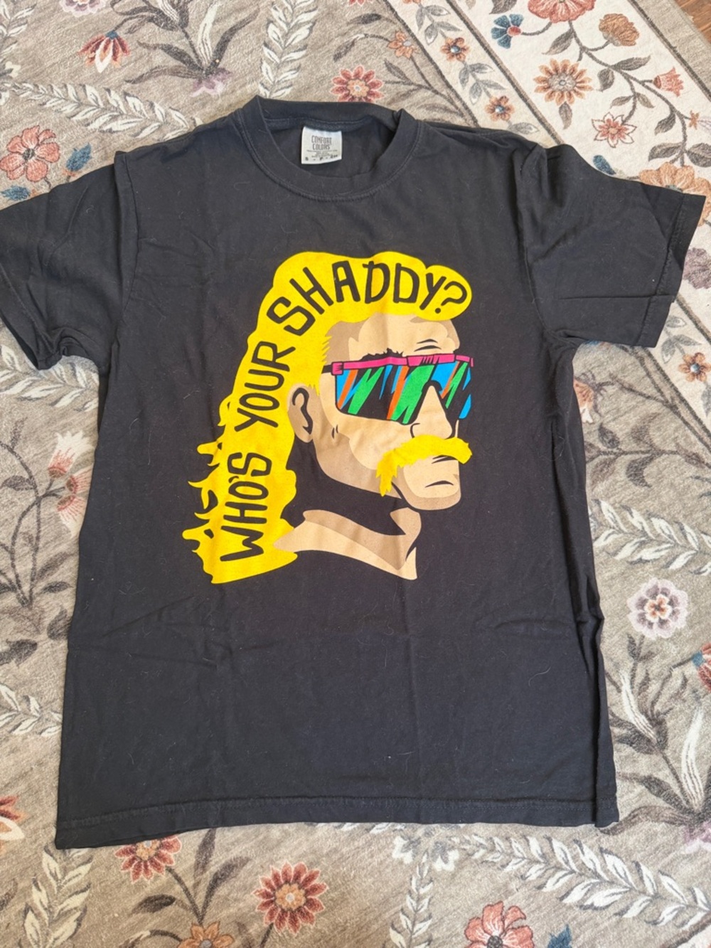 Comfort Colors Black Tee with Yellow Mullet Graphic